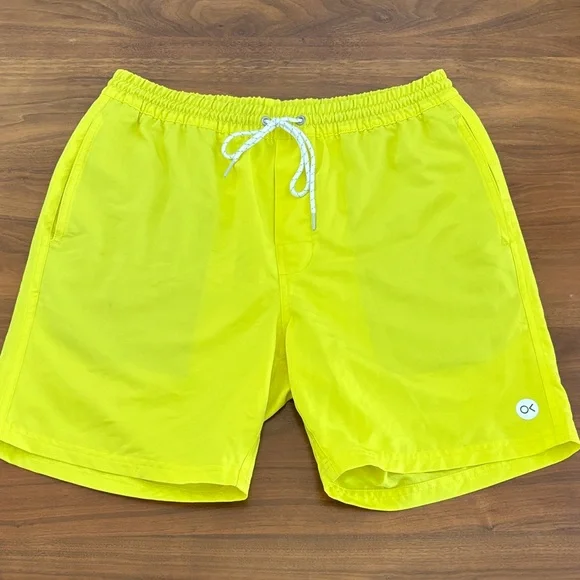 Outerknown Nomadic Volley Shorts Neon Yellow Athletic Swim Outdoor Surf Medium - Picture 2 of 6